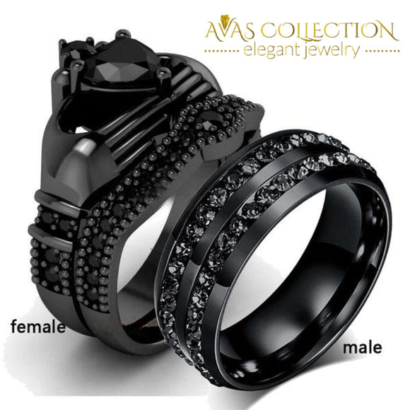 Couples Ring- Black Gold Filled Rings