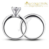 1 Ct Round Solid 925 Sterling Silver 2-Pcs Wedding Set/ High Polished - Avas Collection