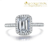 1Ct Emerald Cut Ring 10Kt White Gold Filled Rings