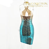 Muliti Color Cross Halter Party Dress - Avas Collection