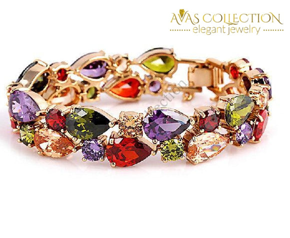 18Kt Rose Gold Filled Multi Stones / Avas Collection Bracelet Strand Bracelets