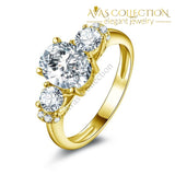 2 Ct Oval Cut 3 Stone Bridal Wedding Ring- 10Kt Yellow Gold Rings