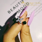 Black/silver/sold Pearl Adjustable Open Fashion Ring-R4678 Rings