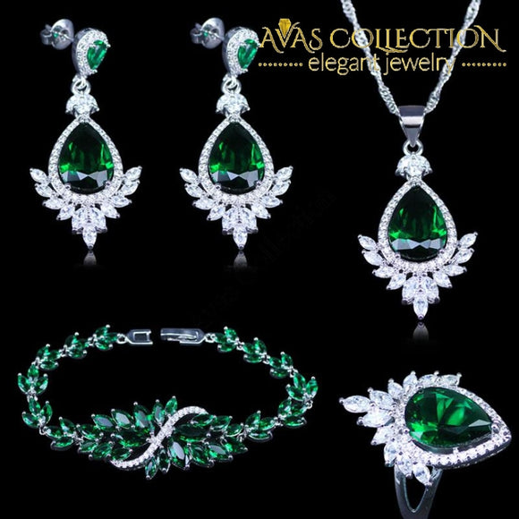 Simulated Emerald  4 pcs Jewelry Set - Avas Collection