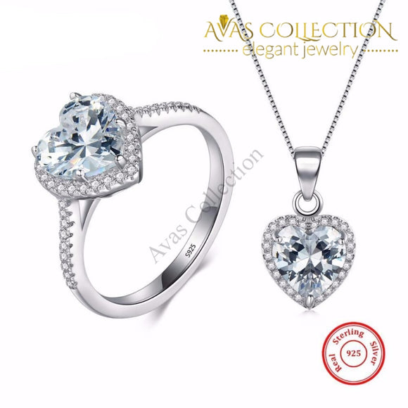 Beautiful Heart Ring & Necklace Jewelry Sets