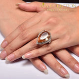 Huge Simulated  Morganite Silver Ring - Avas Collection