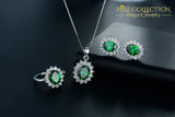Green Silver Filled Jewelry Set Sets
