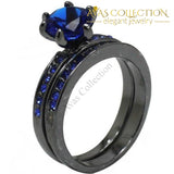 Round Cut Couples Set - 10Kt Black Gold Filled Rings