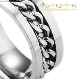 1 Piece Fashion Spinner Black Chain Ring For Men Punk Titanium Steel Metal Vnox Brand Finger Anel