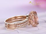 2-In-1 Ring Set Rose Gold Filled Oval Cut 3Ct Engagement Rings
