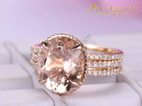 2-In-1 Ring Set Rose Gold Filled Oval Cut 3Ct Engagement Rings