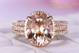 2-In-1 Ring Set Rose Gold Filled Oval Cut 3Ct 10 Engagement Rings