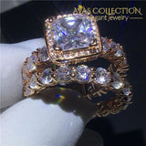 Luxury 14K Rose Gold Filled Wedding Ring Set 6 / Set Engagement Rings