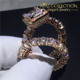 Luxury 14K Rose Gold Filled Wedding Ring Set Engagement Rings