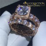 Luxury 14K Rose Gold Filled Wedding Ring Set Engagement Rings