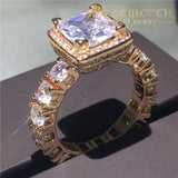 Luxury 14K Rose Gold Filled Wedding Ring Set 6 / 1 Engagement Rings
