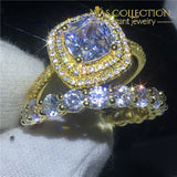 Classy 3 Ct Yellow Gold Filled  Wedding Ring Set - Avas Collection