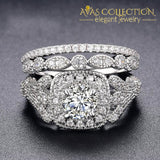 3-In-1 Flower Wedding Ring Engagement Rings