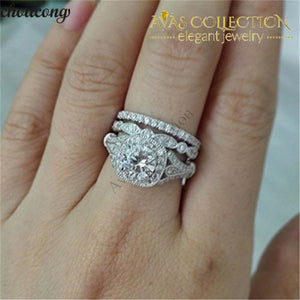 3-In-1 Flower Wedding Ring Engagement Rings