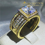 3-In-1 Ring Princess Yellow Gold Filled Wedding Band Ring Rings
