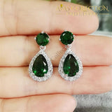 5 Color Water Drop Earring 10K White Gold Filled Dangle Earrings Green