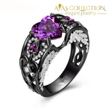 5 Colors Angel Wing Ring Black Gold Filled / Purple Wedding Bands