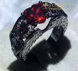 5 Colors Angel Wing Ring Black Gold Filled Wedding Bands
