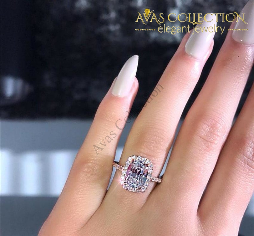Rose Gold Cushion cut 3ct Engagement Ring – Avas Collection