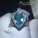 Aqua Water Drop 8Ct Ring Engagement Rings