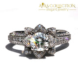 Elegant Flower Shape Promise Ring/ Engagement Anniversary - Lr564 Rings