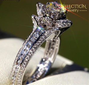 Elegant Flower Shape Promise Ring/ Engagement Anniversary - Lr564 Rings