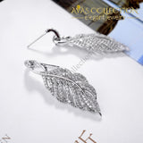 Choucong Feather Drop Earring Aaaaa Zircon White Gold Filled Leaf Wedding Dangle Earrings For Women
