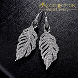 Choucong Feather Drop Earring Aaaaa Zircon White Gold Filled Leaf Wedding Dangle Earrings For Women