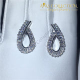 Luxury Princess Cut 10K White Gold Filled Earrings Stud