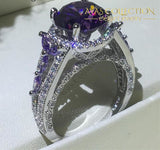 Hollow Flower Ring 4Ct Purple Stone 5 Engagement Rings