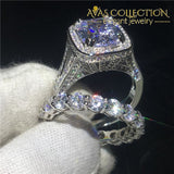 Lovers Wedding Ring Set Cushion Cut 8Ct Engagement Rings