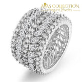 Luxury Wide Flower Design Ring White Gold Filled 6 / Silver Engagement Rings