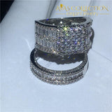 Luxury Wide Wedding Ring Set Princess Cut Engagement Rings