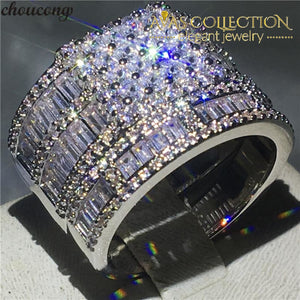 Luxury Wide Wedding Ring Set Princess Cut Engagement Rings