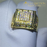 Male Hiphop Ring Pave Setting 14K Yellow Gold Filled Rings