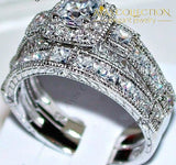Vintage Princess Cut Wedding Ring Set Engagement Rings