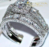 Vintage Princess Cut Wedding Ring Set 10 Engagement Rings