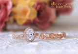 Vintage Promise Ring Flower Design Rose Gold Engagement Rings