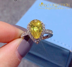 Yellow Water Drop Promise Ring  2ct / Pear cut - Avas Collection