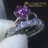 3 ct Pink Solitaire Wedding Ring Set - Avas Collection