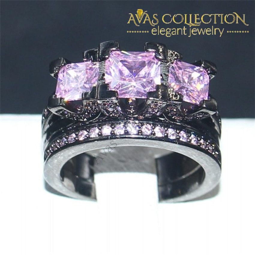Three-Stone Square Engagement Set – Avas Collection