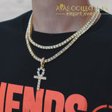 Classic Mens Gold Iced Out Crystal 1 Row Tennis Chain / Rope Hip Hop Necklace Color Men Cross