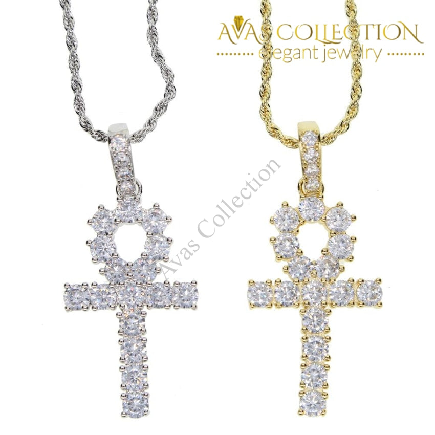 Classic Mens Gold Iced Out Crystal Row Tennis Chain Rope Chain