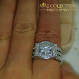 14KT White Gold Filled 2 Wedding Band Ring Set - Avas Collection