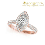 Micro Pave Halo Marquise 1 Ct Engagement Ring White/rose /yellow Gold Finish Rings